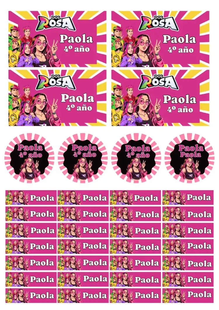 Etiqueta escolar Dos Rosa Emilly Vick