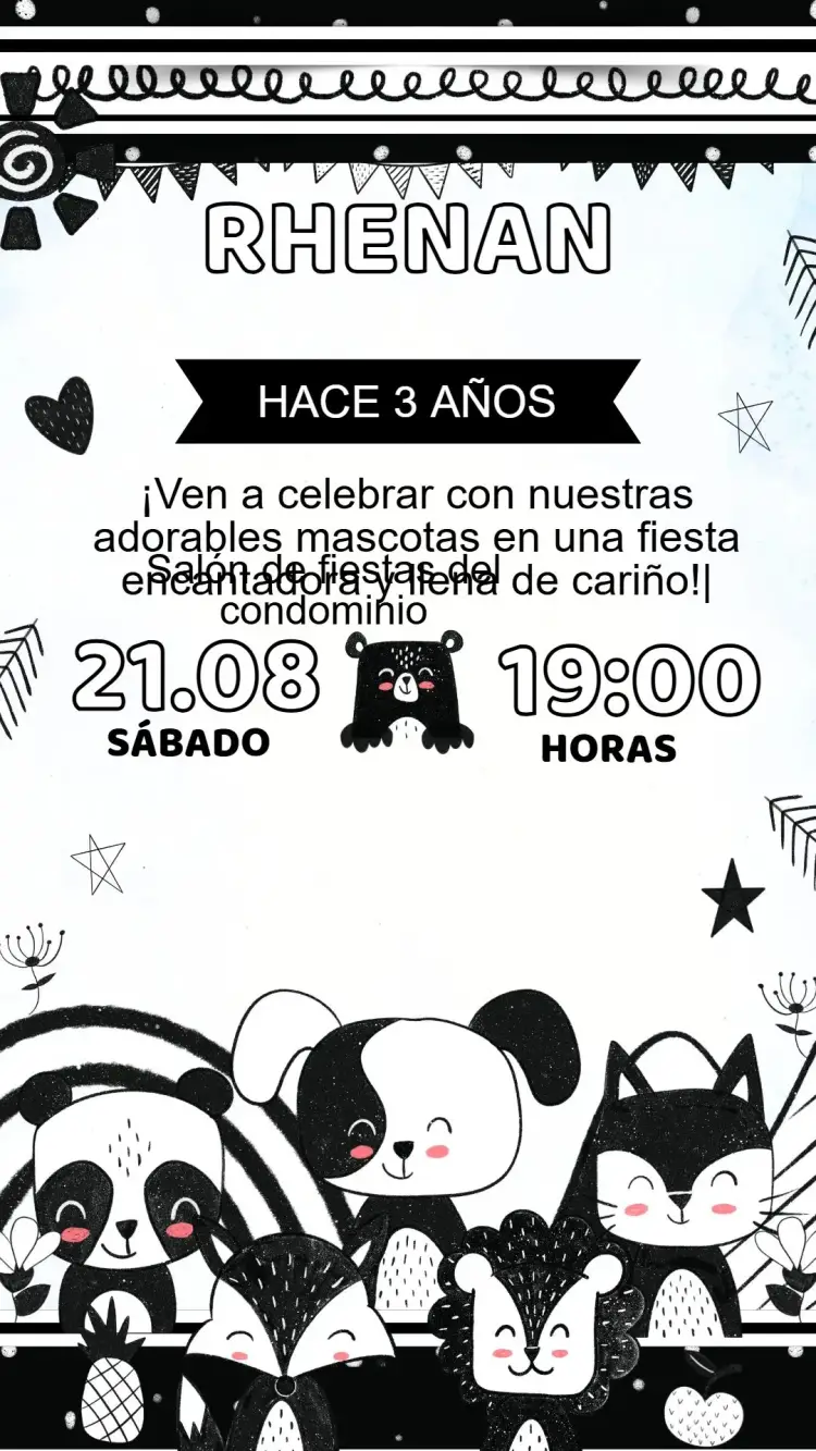 Invitación Cumpleaños Black Pets