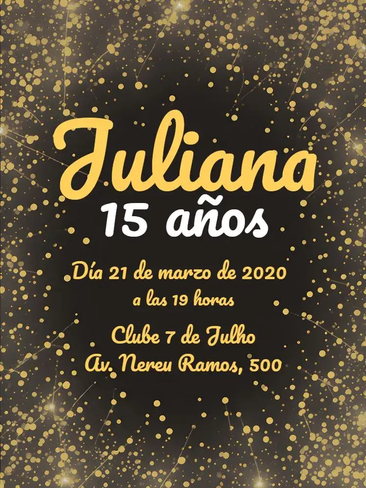 Invitación Fiesta de 15 Años de Lujo en Dorado Celebración – tema 15 años dorado, negro, blanco, purpurina, moderno, elegante