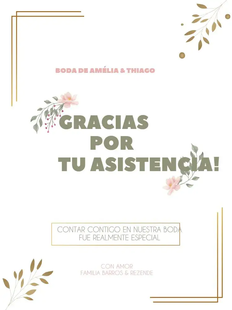 Invitación Tarjeta De Agradecimiento Presencia Boda Elegante Rosa – tema Tarjeta floral, elegante, delicado, rosa, dourado, moderno