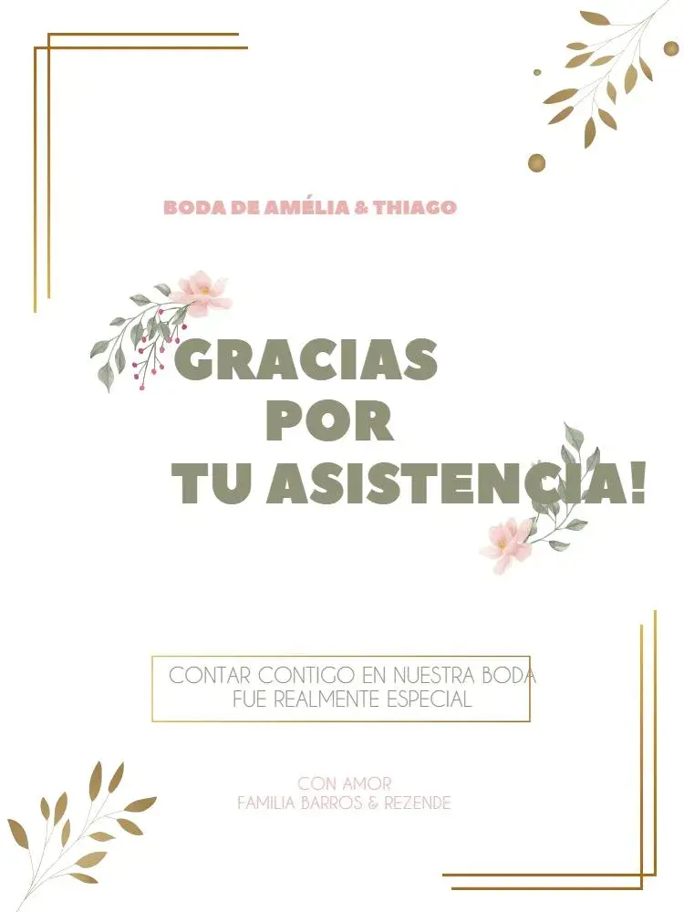 Invitación Tarjeta De Agradecimiento Presencia Boda Elegante Rosa editable y personalizable
