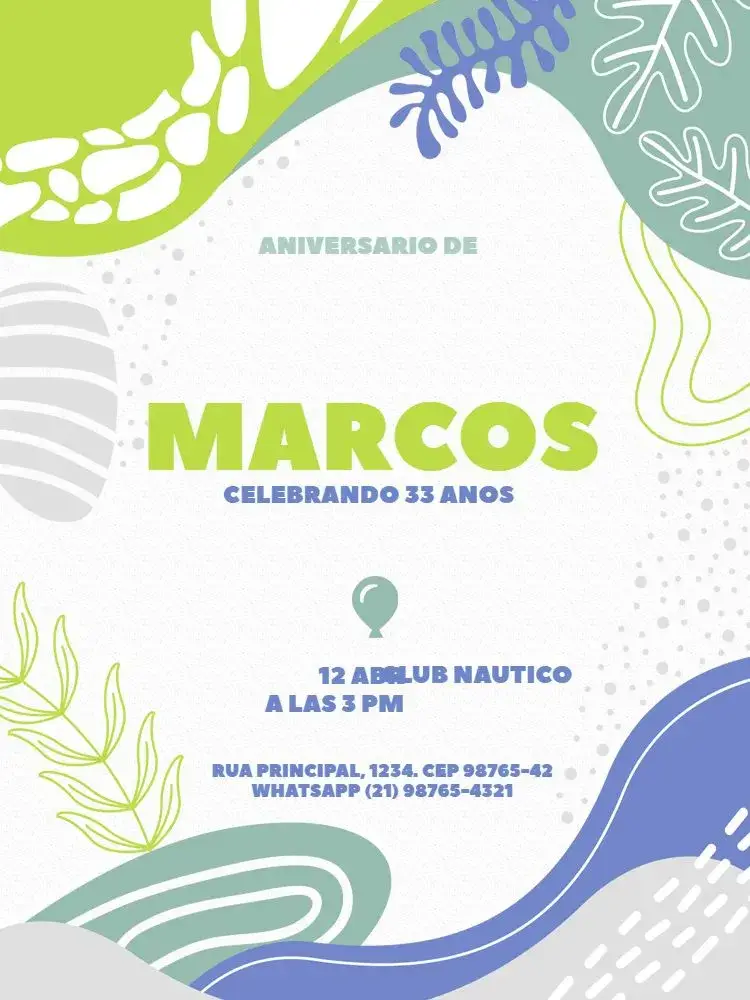 Invitación Hombre Adulto Verde Moderno editable y personalizable