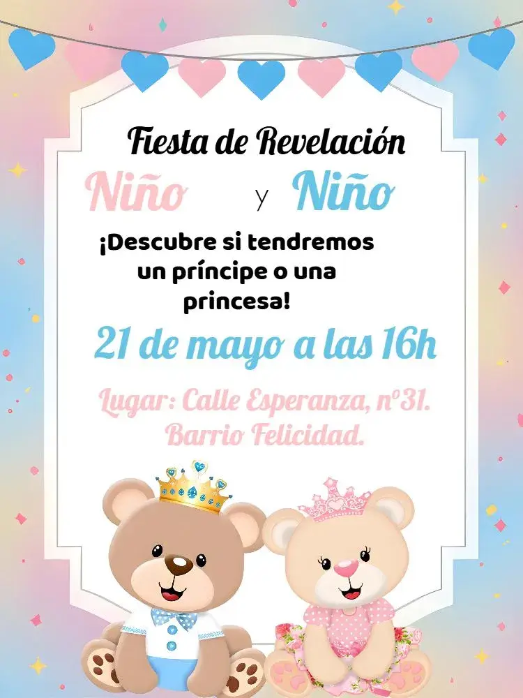 Invitación Baby Shower Ositos Blancos