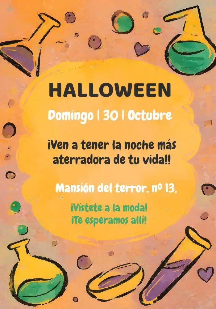 Invitación Fiesta De Halloween Brujas – tema Fechas Conmemorativas colorido, mágico, fantasioso, divertido, aterrador, temático