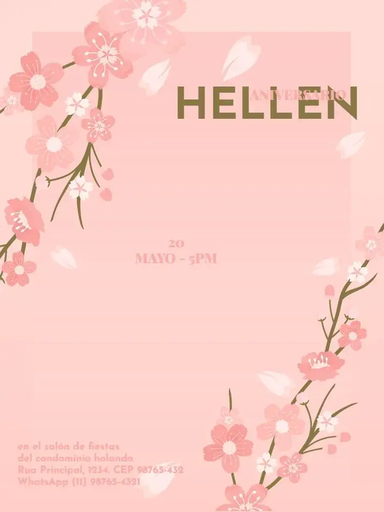 Invitación Flor De Cerezo Sakura Fiesta Femenina