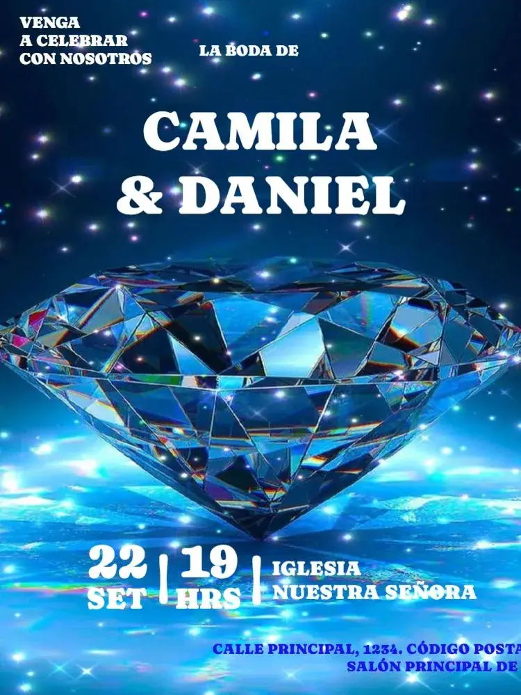 Invitación Boda Diamante Para Editar Esposo