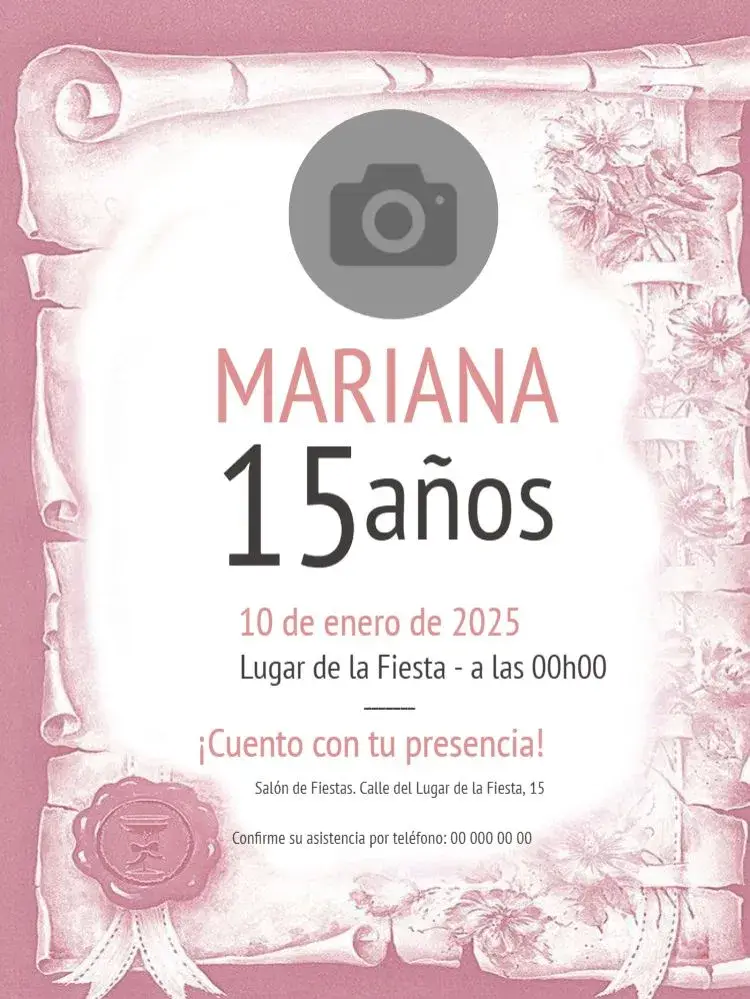 Invitación 15 Años Papiro Para Editar Celebración