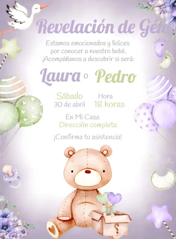 Invitación Chá Revelación Garza