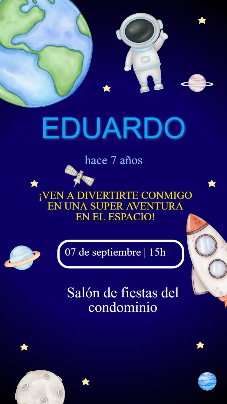 Invitación Cumpleaños Astronauta
