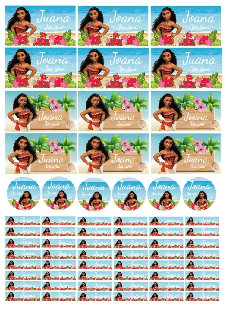 Etiqueta Escolar Moana Lembrancinha