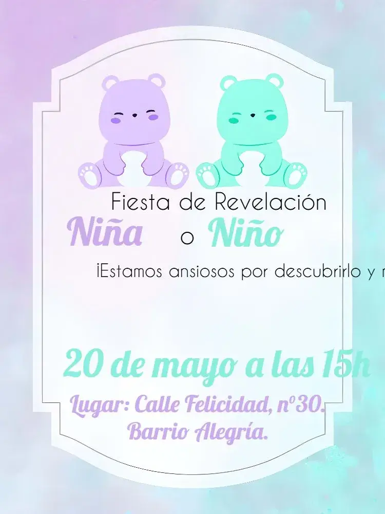 Invitación Baby Shower Teddy Bears Reveal