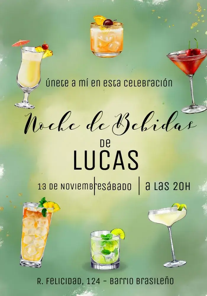 Invitación Noche De Cócteles