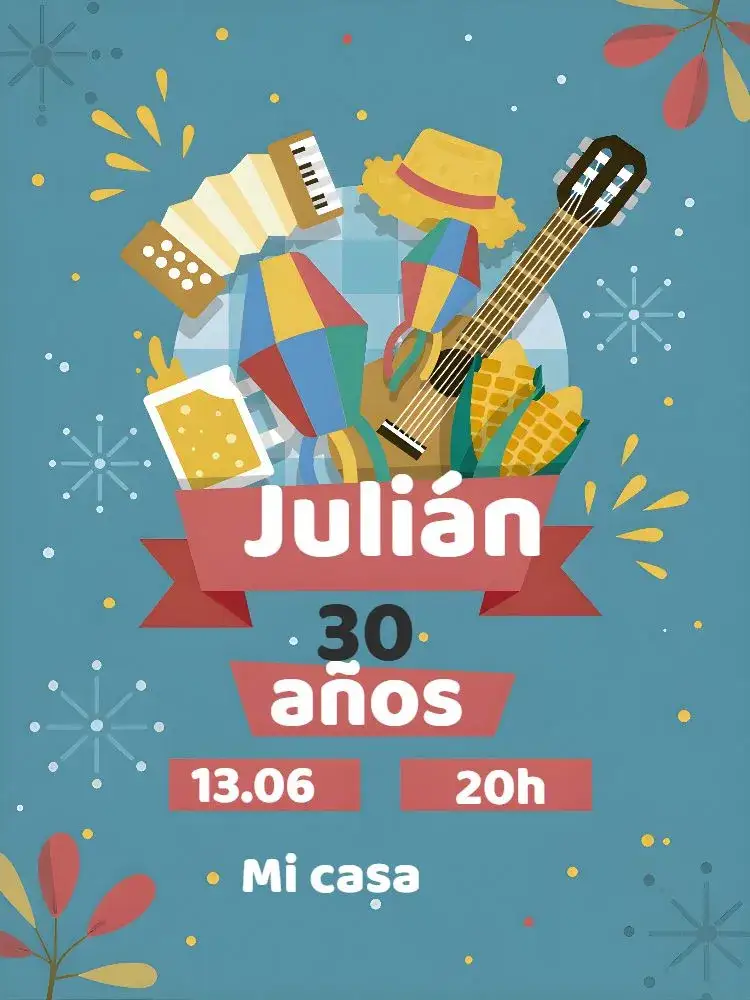 Invitación Fiesta Junina Arraiá Bandeirinha – tema Fechas Conmemorativas colorido, tradicional, vintage, festivo, rústico