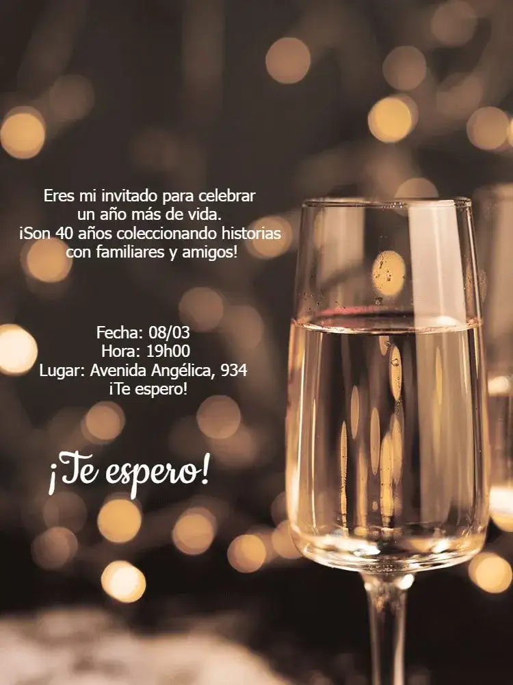 Invitación Fiesta Personalizada – tema Cumpleaños dorado, amarillo, moderno, elegante, festivo, celebrativo