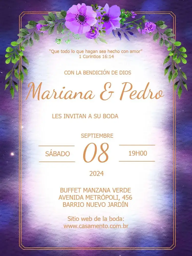 Invitación Boda Floral Blanca – tema Boda floral, acuarela, dorado, elegante, romántico, moderno