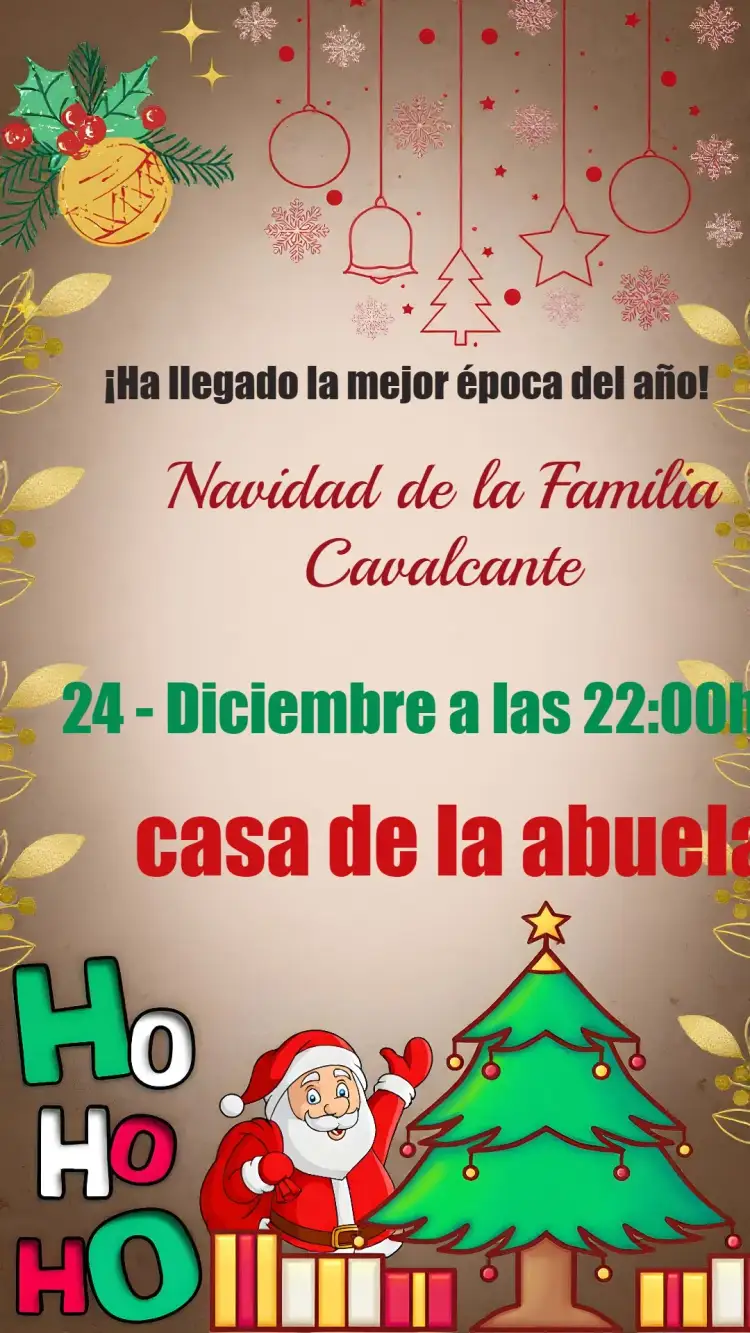 Invitación Para Fiesta De Navidad Familiar – tema Fechas Conmemorativas dorado, rojo, elegante, festivo, moderno