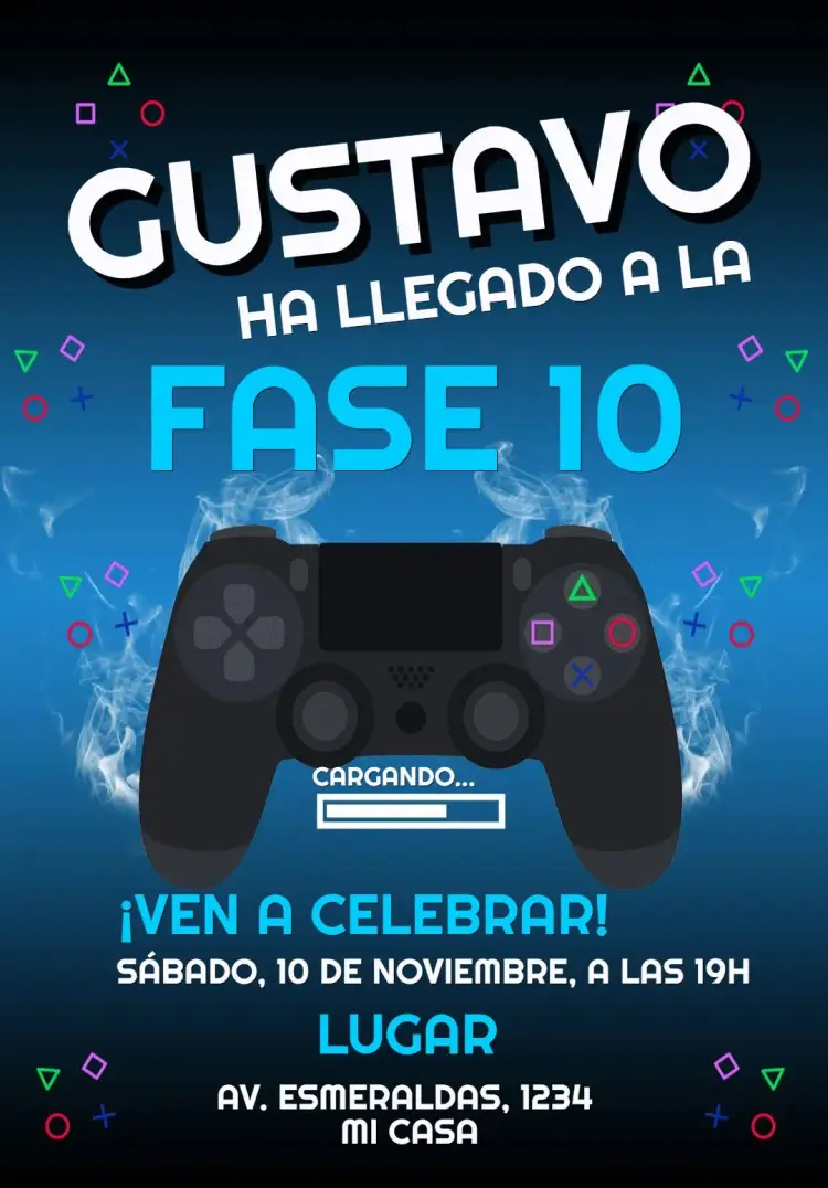 Invitación Cumpleaños Playstation 4 Gamer