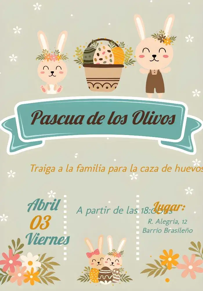 Invitación Para Pascua Easter – tema Fechas Conmemorativas colorido, divertido, lúdico, pastel, vintage, moderno