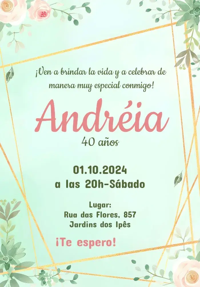 Invitación Floral Años