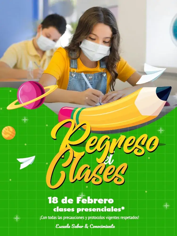 Invitación Vuelta a Clases Verde – tema Cumpleaños Infantil lúdico, escolar, verde, divertido, temático, infantil