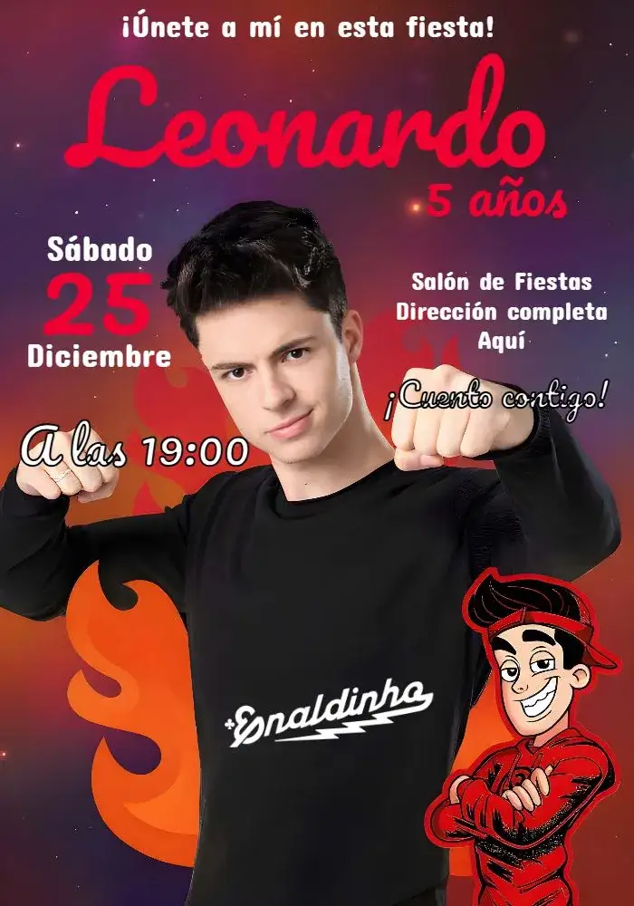 Invitación Enaldinho Youtuber – tema Más buscados moderno, infantil, colorido, joven, divertido, temático
