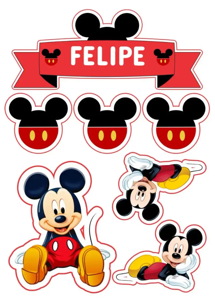 Invitación Topo De Pastel Mickey Mouse Colorido