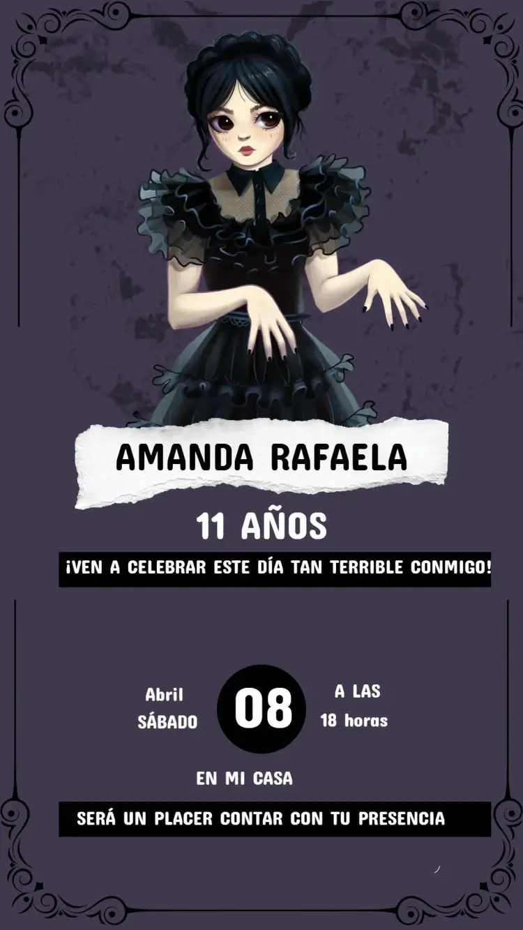 Invitación Cumpleaños Infantil Wandinha