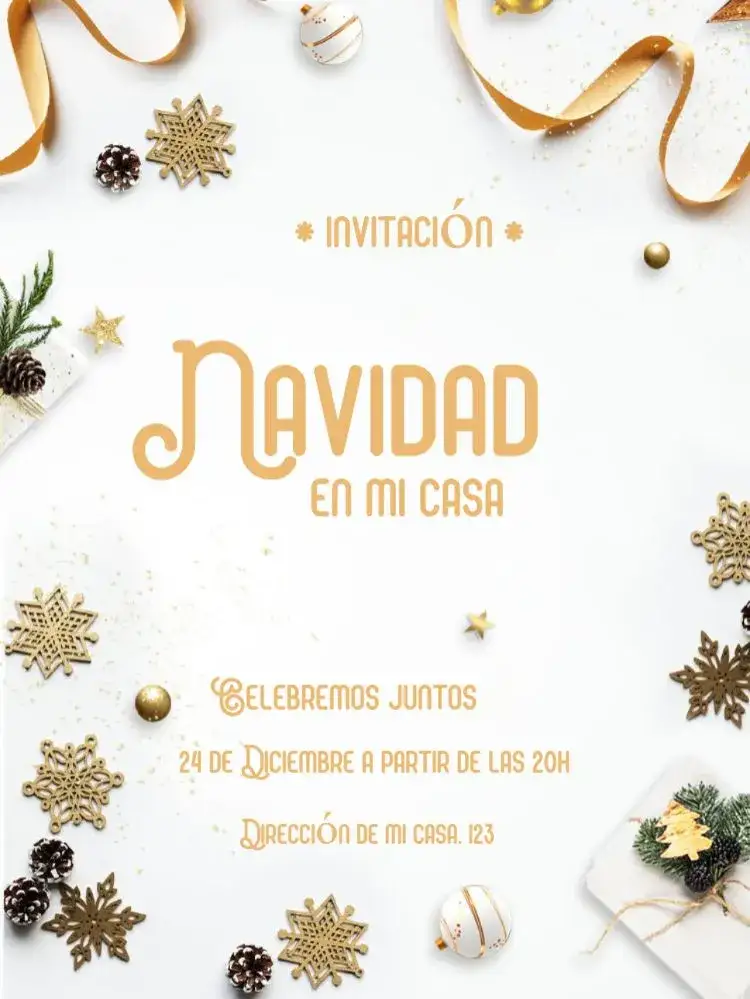 Invitación Navidad Confraternización – tema Fechas Conmemorativas rojo y verde, dorado y blanco, vintage, moderno, minimalista, rústico