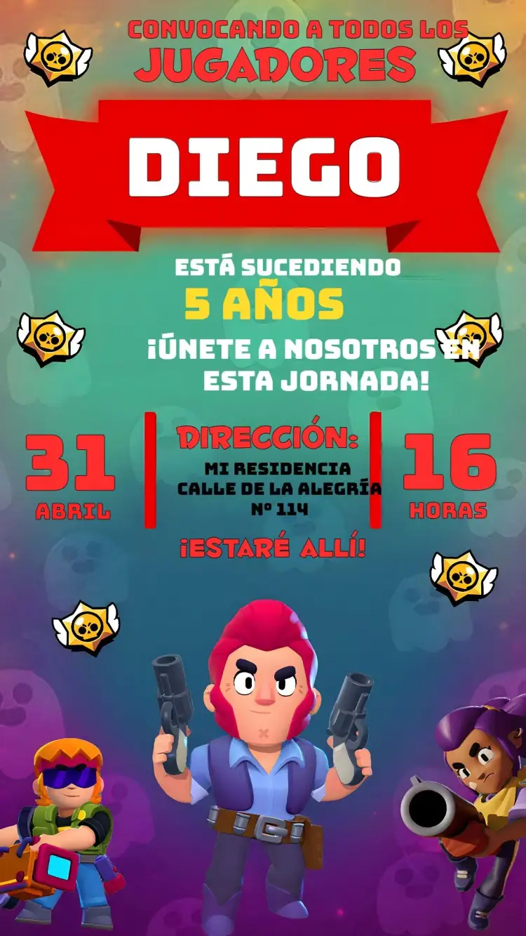 Invitación Brawl Stars Juego