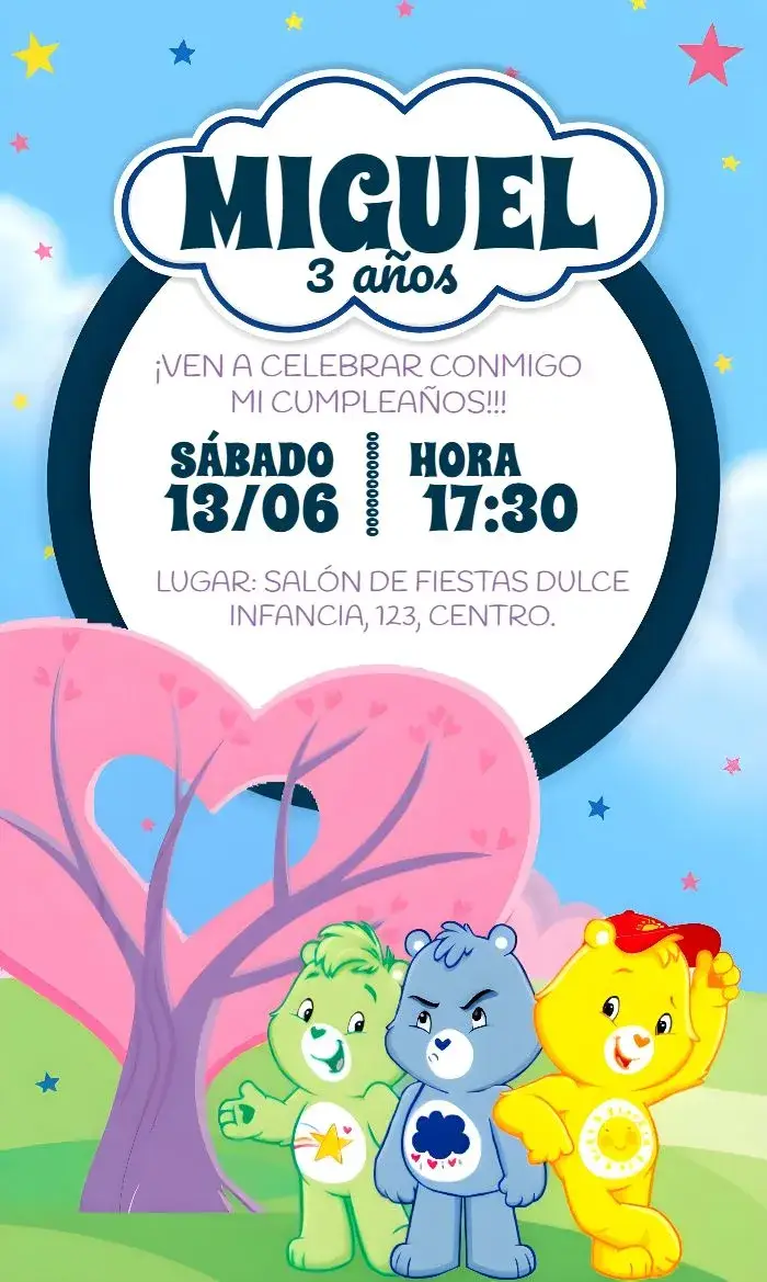 Invitación Osos Cariñosos Estrella
