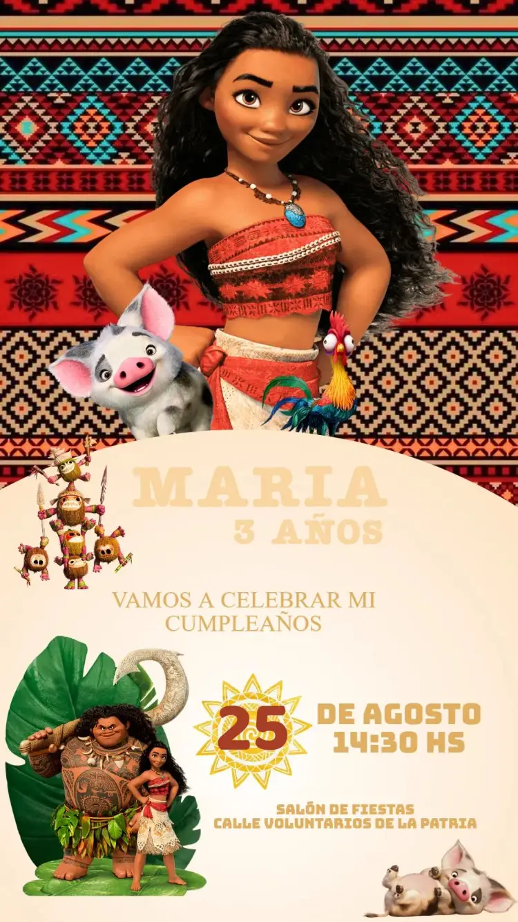 Invitación Cumpleaños Moana