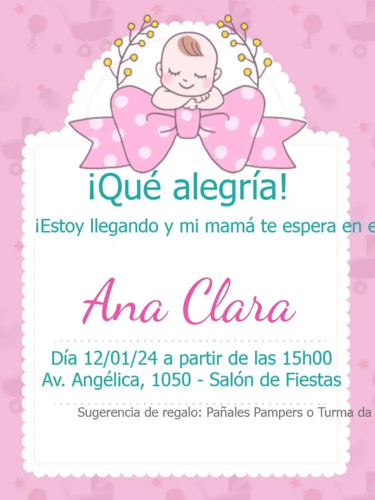 Invitación Baby Shower – tema Té Rifa floral, colorido, moderno, alegre, infantil