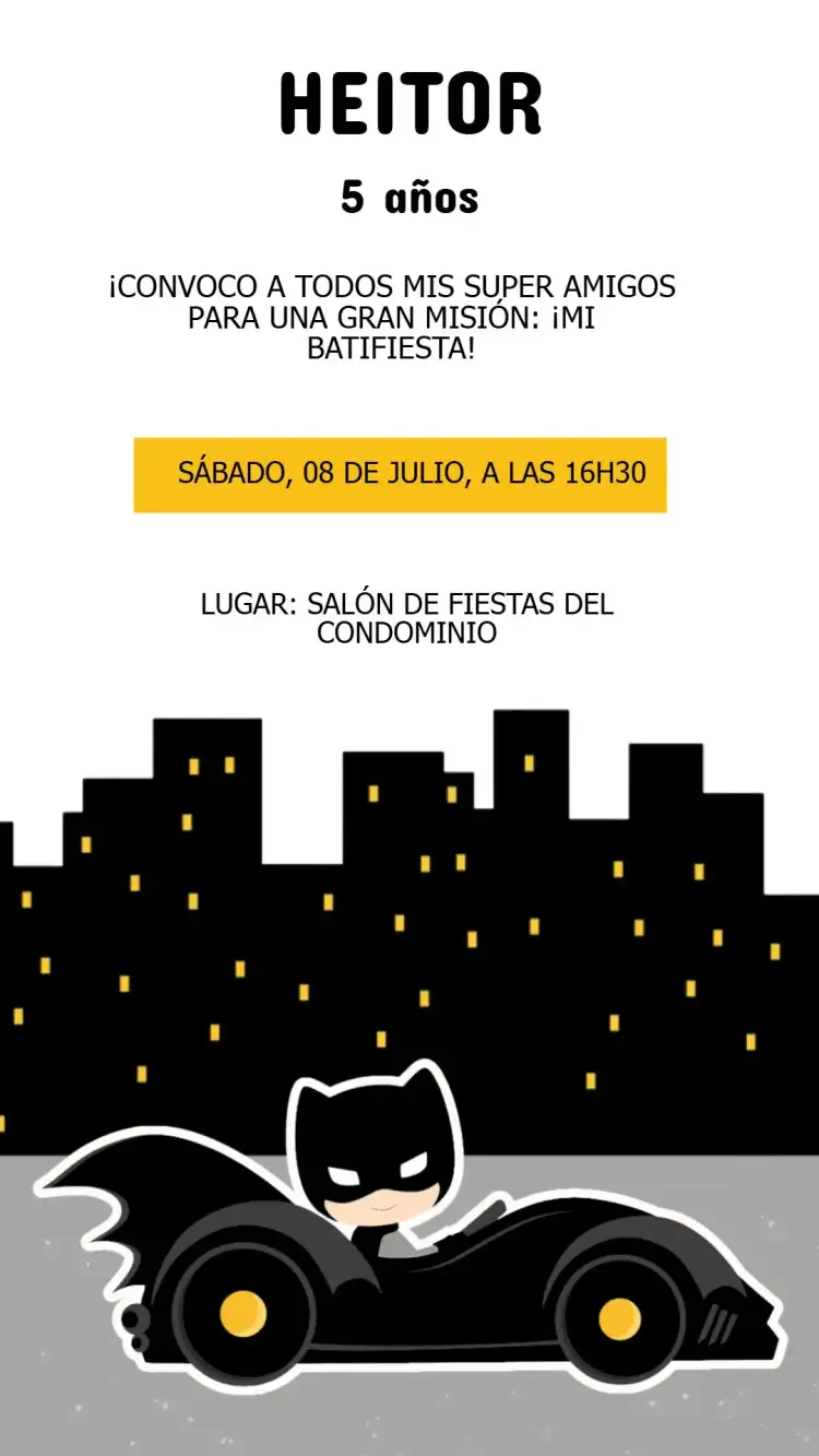 Invitación Cumpleaños Batman