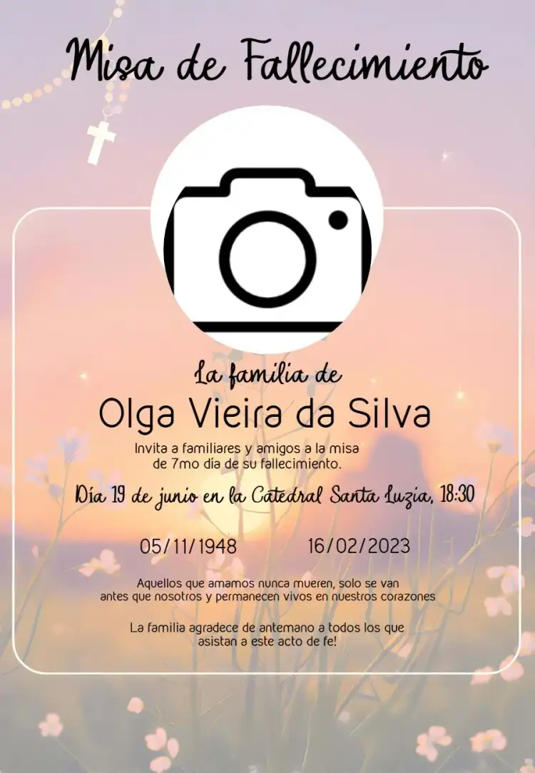 Misa De Fallecimiento Con Foto Séptimo