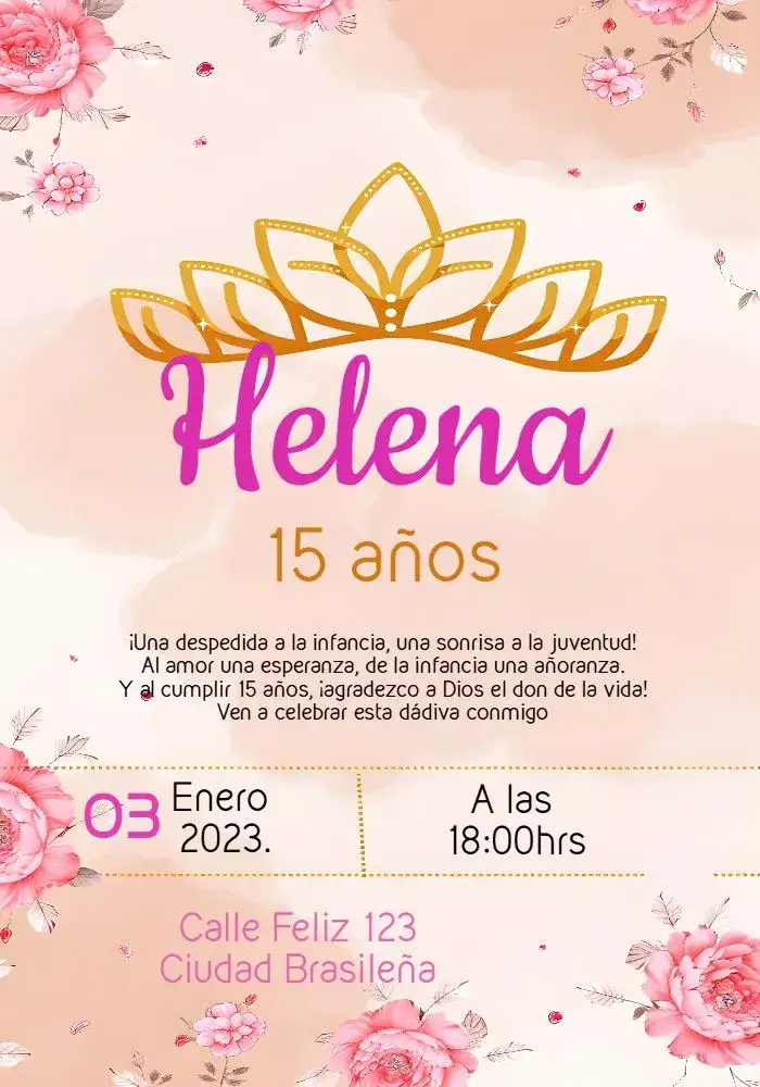 Invitación 15 Años Floral Adulto – tema 15 años floral, elegante, colorido, moderno, vibrante, adulto
