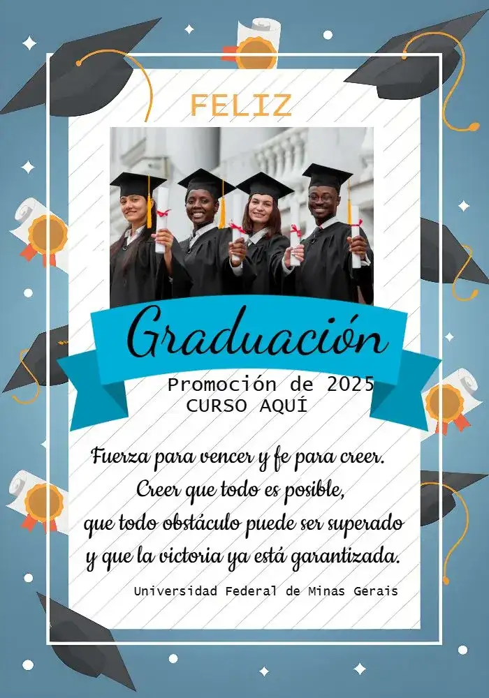 Tarjeta de Graduación con Foto Azul.