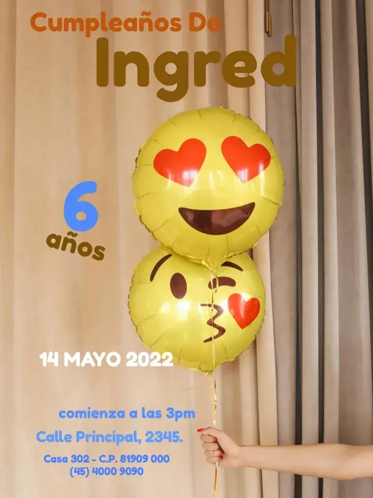 Invitación Globos y Corazón Niño