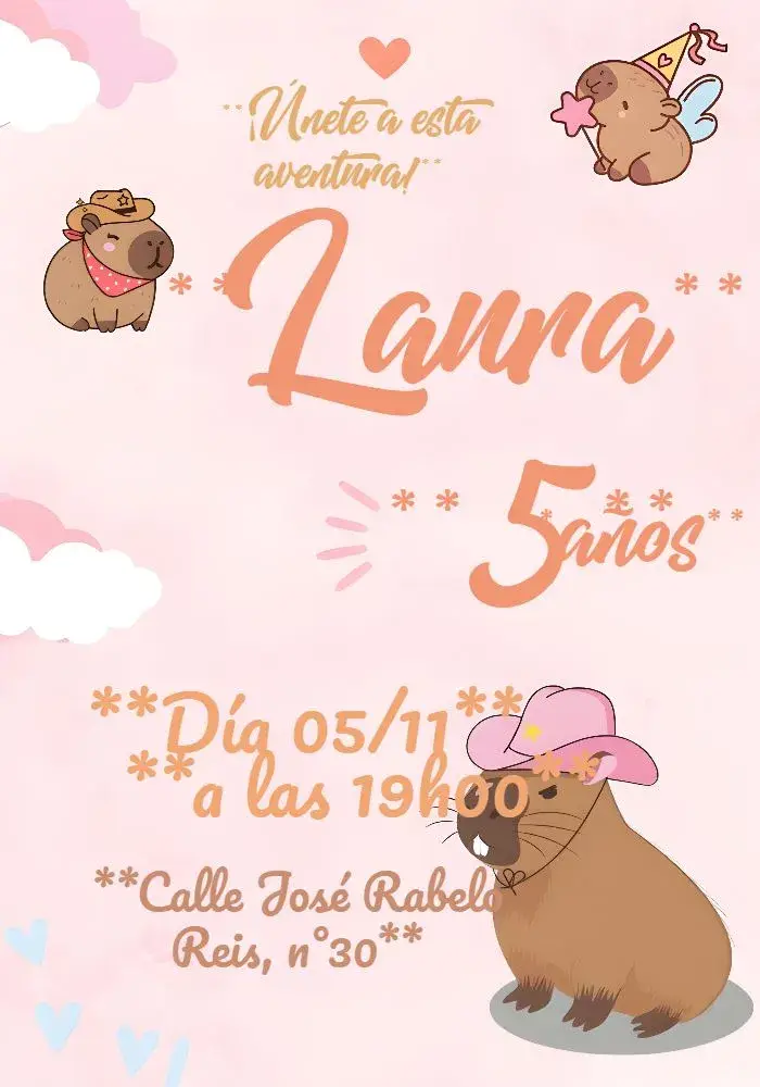 Invitación Capivara Capívara