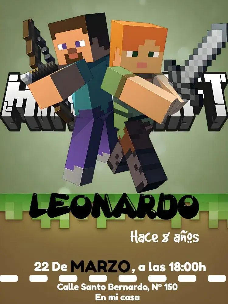 Invitación Digital, Minecraft Negro – tema Cumpleaños Minecraft, pixelado, moderno, colorido, jogos, aventura