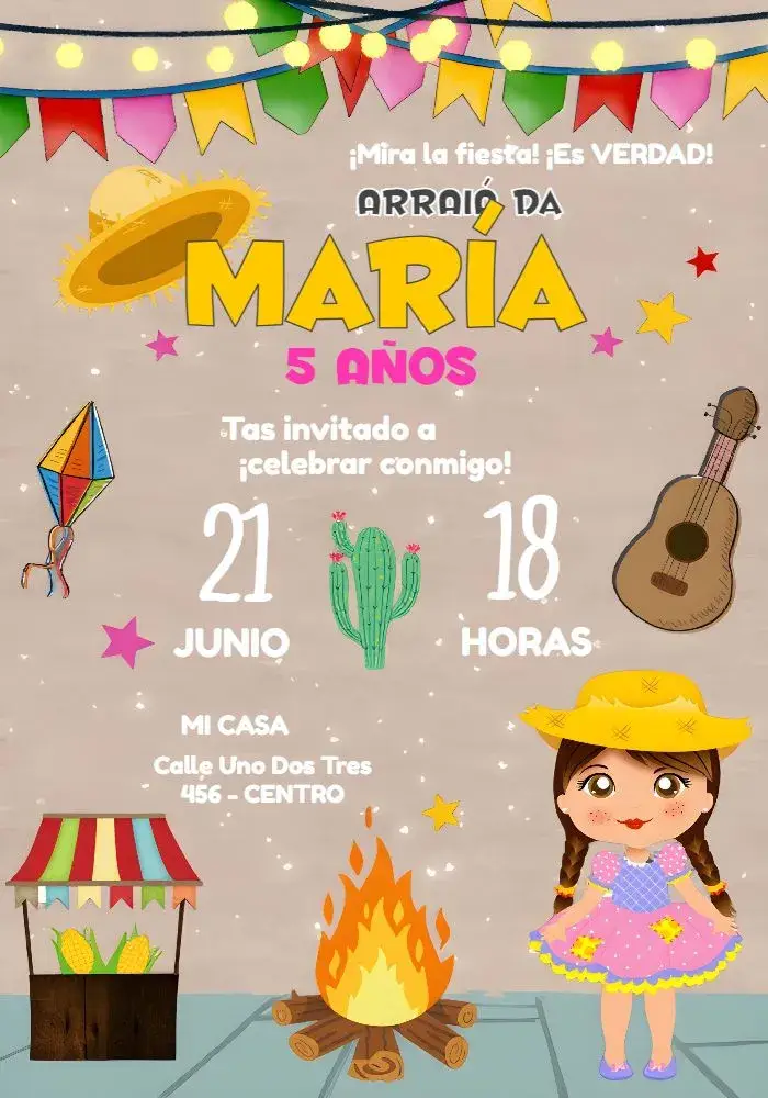 Invitación Arraiá Menina