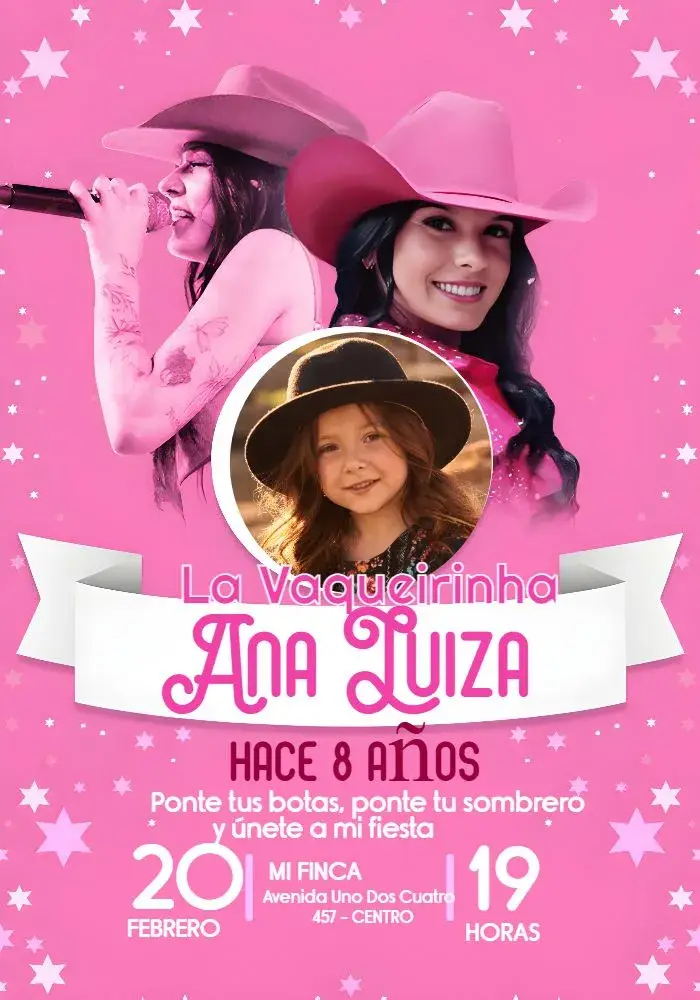 Invitación Ana Castela Boiadeira Con Foto Cowgirl