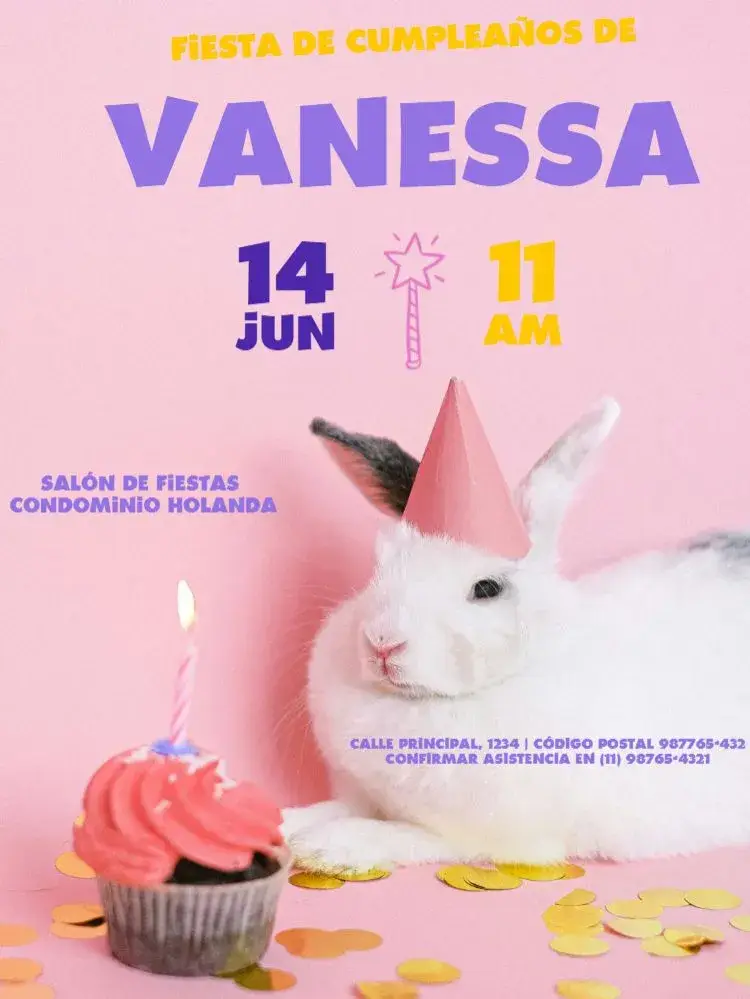 Invitación Infantil Conejo Princesa