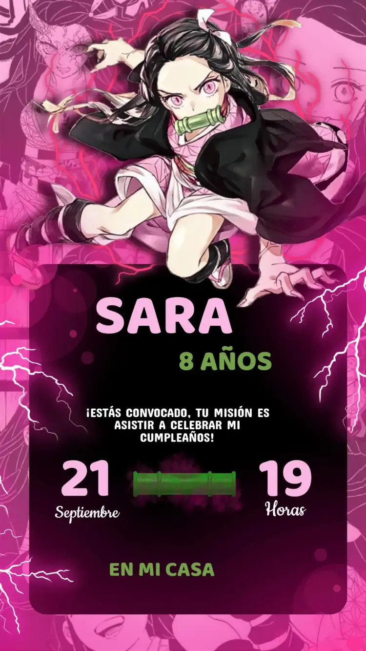 Invitación Cumpleaños Damon Slayer