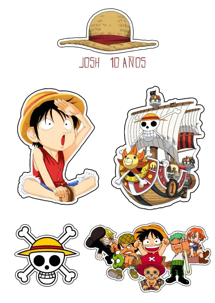 Invitación Topo De Tarta One Piece Monkey – tema Topper de torta colorido, temático, aventura, anime, divertido, infantil
