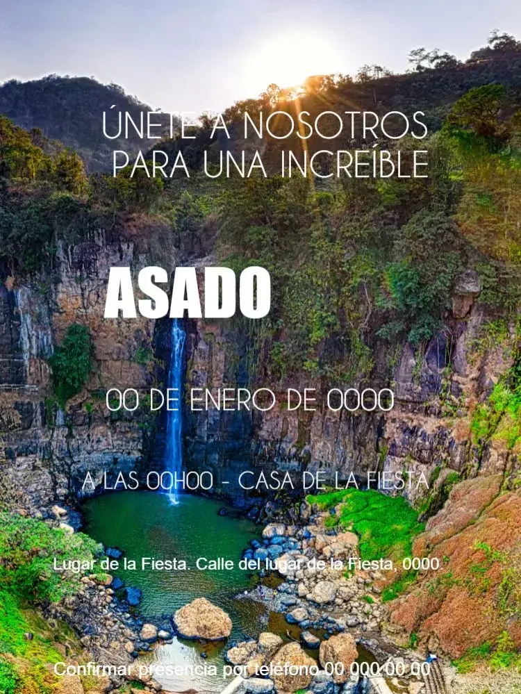 Invitación Barbacoa En La Cascada Adulto editable y personalizable