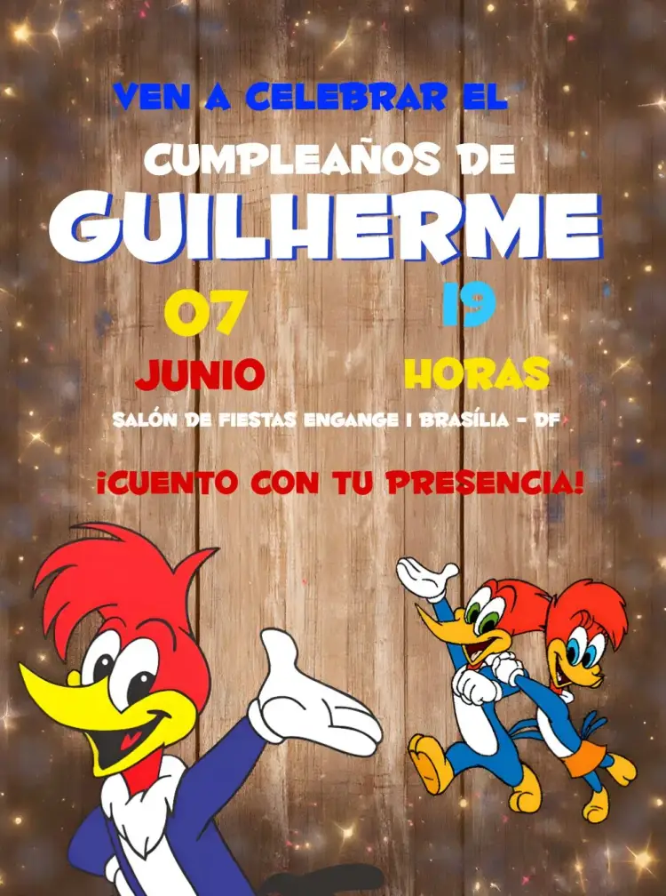 Invitación Pájaro Loco Azul editable y personalizable