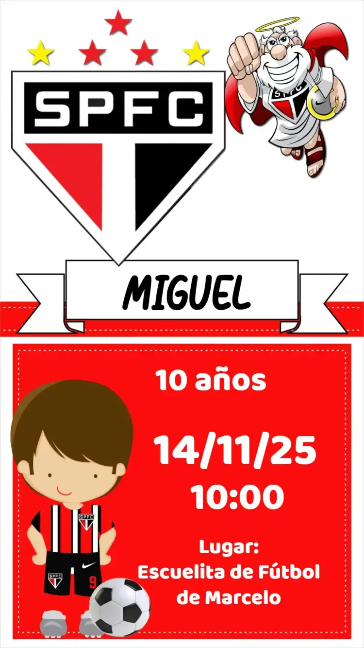 Invitación São Paulo – tema Cumpleaños moderno, vibrante, cultural, jovial, urbano