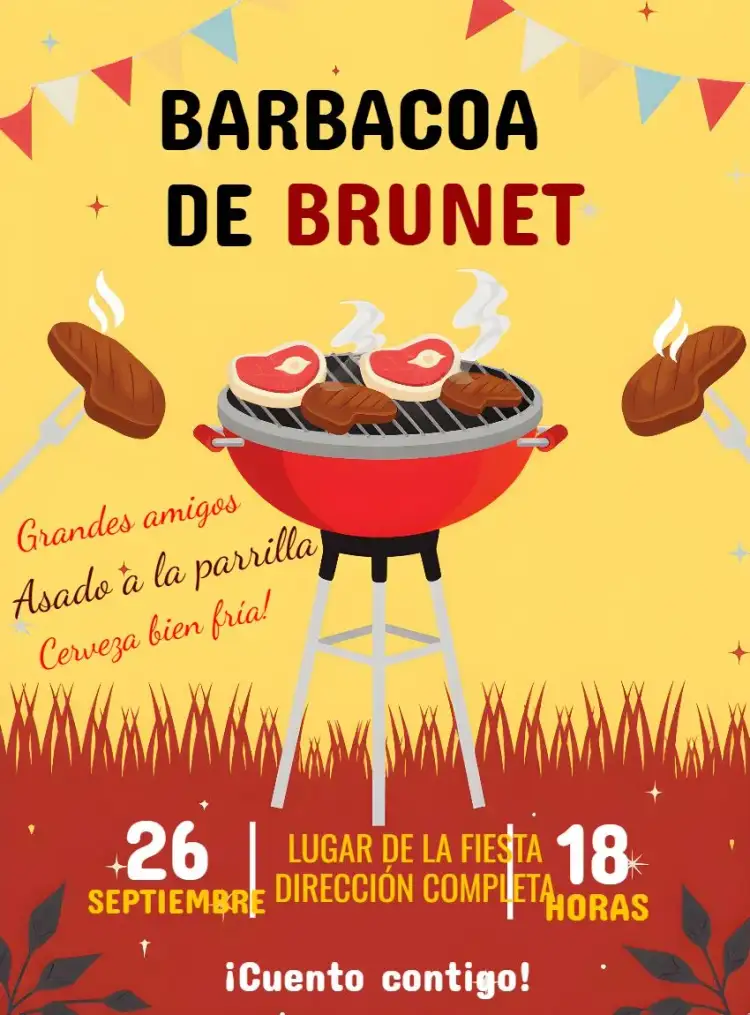 Invitación Barbacoa para Adultos – tema Cumpleaños moderno, vibrante, casual, divertido, esportivo