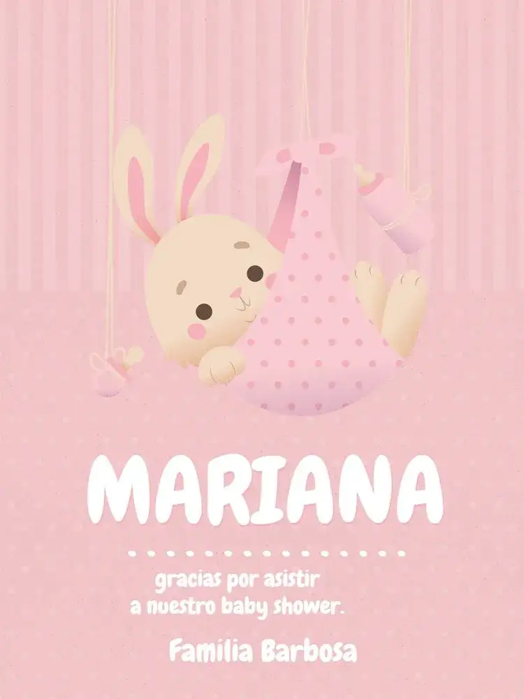 Invitación Tarjeta De Agradecimiento Presencia Baby Shower Rosa Encuentro – tema Tarjeta rosa, infantil, lúdico, fofo, cute, divertido