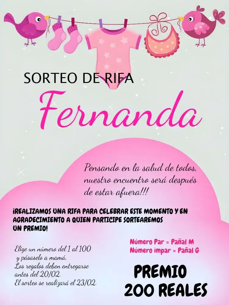Invitación Té Rifa Tendedero De Ropa Rosa – tema Té Rifa rosa, negro, blanco, divertido, nubes, estrellas